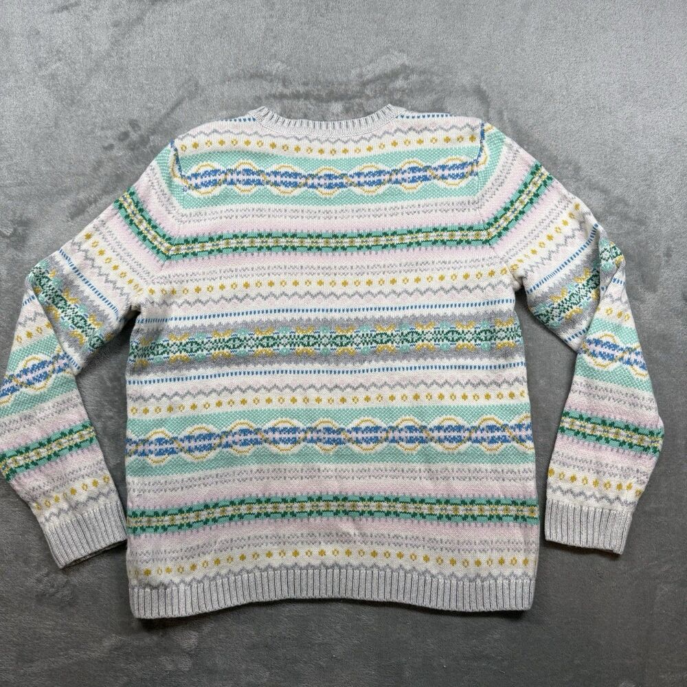 Talbots Winter Fair Isle Crewneck Sweater Women’s PL White Long Sleeve Pullover - Picture 3 of 7
